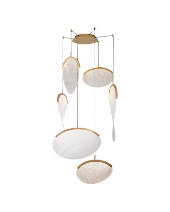 OASIS * LAMPARA LED 80W ORO - 6 COLGANTES- DIMABLE TRIAC